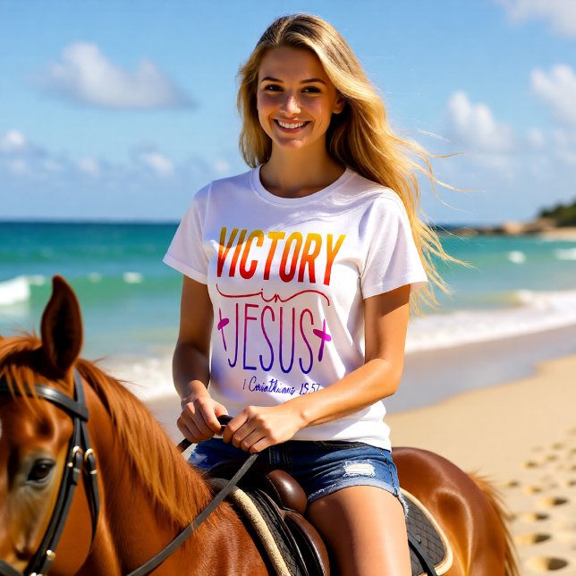 Camiseta Victory In Jesus Christian (Criador carregado)
