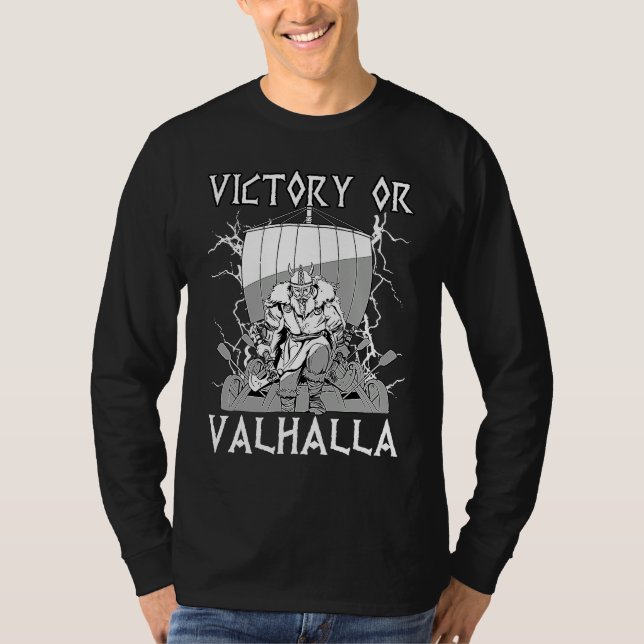 Camiseta Victory or Valhalla Nordic Odin Mythology Celtic   (Frente)