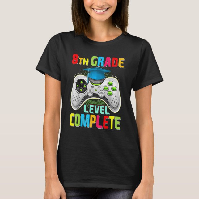 Camiseta Vid de Graduação de Gamer Completa de Nível 8º Grá (Frente)