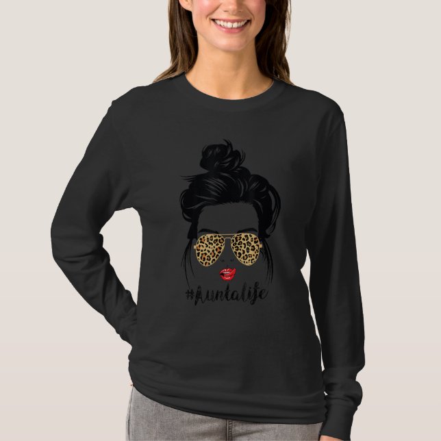 Camiseta Vida Aunta Clássica Com Formas Impressas Leopardo  (Frente)