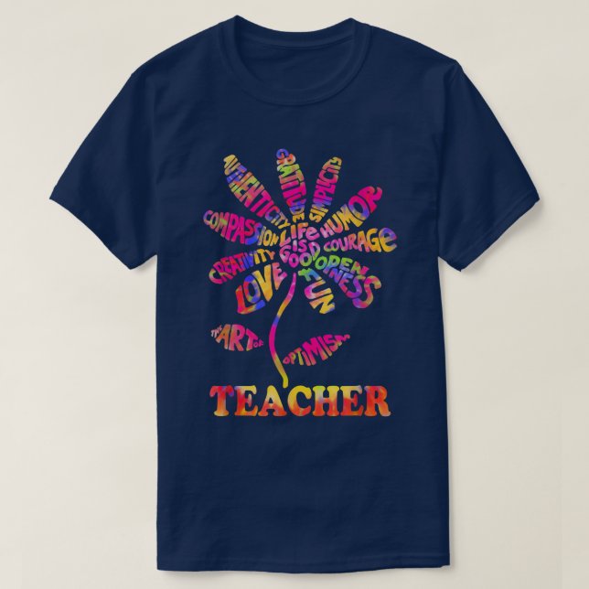 Camiseta Vida boa Professora Daisy Tie Dye Teach School Sun (Frente do Design)