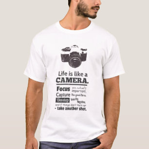 Camiseta Vida Chic é como uma citação de câmera, Black Grun