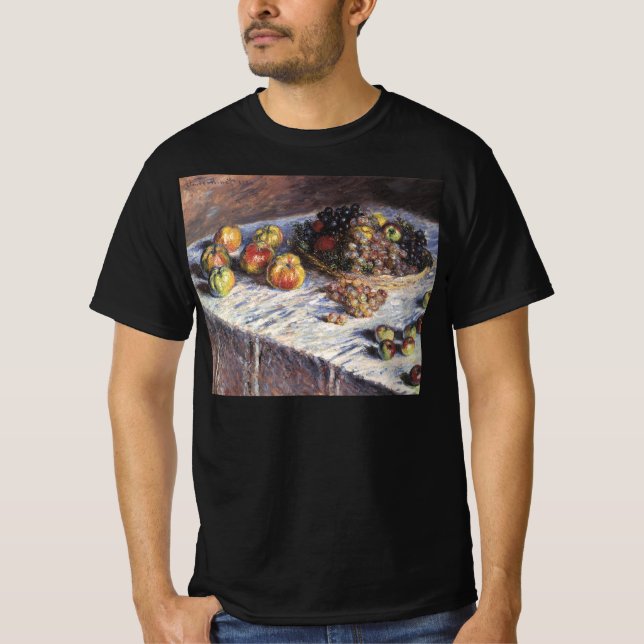 Camiseta Vida contínua com Maçãs e Uvas por Claude Monet (Frente)