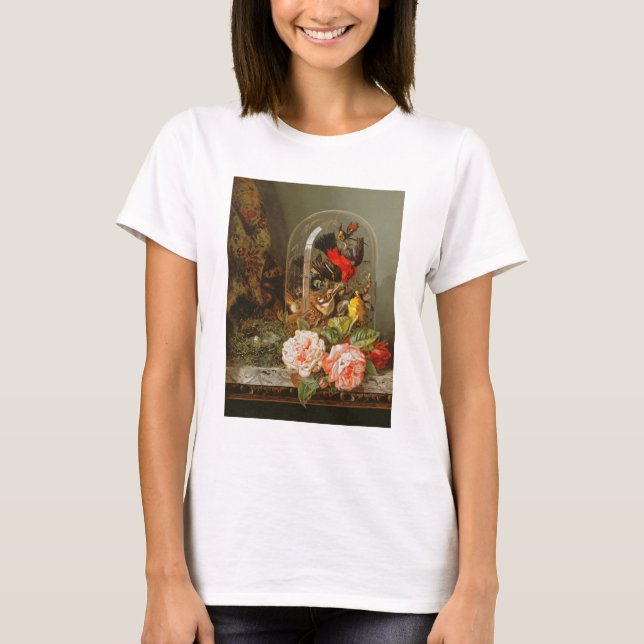 Camiseta Vida contínua com o pássaro amoroso em uma cola de (Frente)
