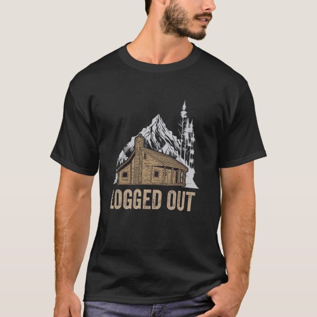 Camiseta Vida da Cabina Registrada Funny Log Para Casa Fora (Frente)