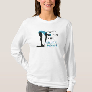 CAMISETA VIDA DA VELOCIDADE DO FOCO DA FORÇA DE UM NADADOR