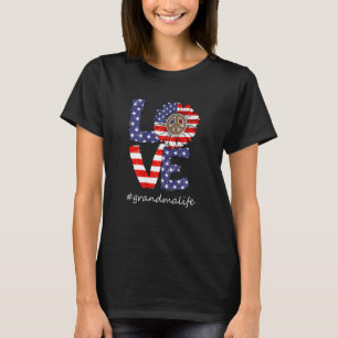 Camiseta Vida de Avó do Dia 4 de Julho Feminino Amor Girass