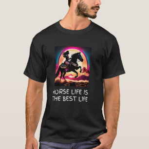 Camiseta Vida de Cavalo É a Melhor Vida Pôr do Sol Arte Equ