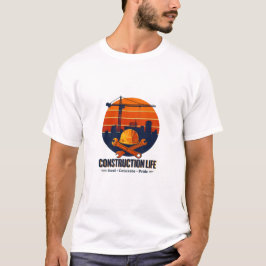 Camiseta Vida de Construção Aço Concreto Retro Pôr do Sol
