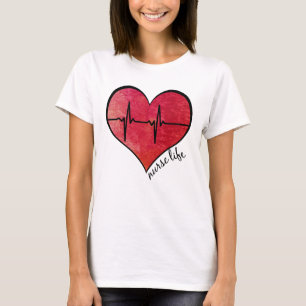 Camiseta Vida de Enfermeira - Coração Aquarela