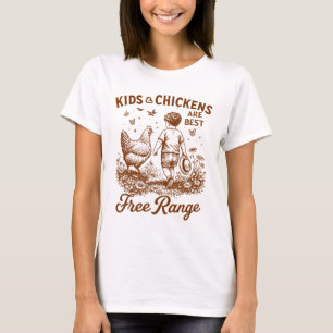 Camiseta Vida de Fazenda Homestead Crianças e Frangos São o