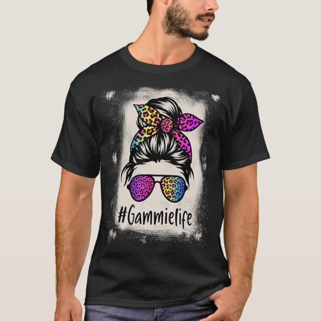 Camiseta Vida de Gammie Branqueada Mensagem Bun Rainbow Leo (Frente)