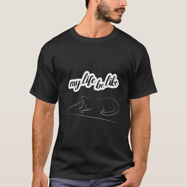 Camiseta Vida de Gato Adormecido (Frente)