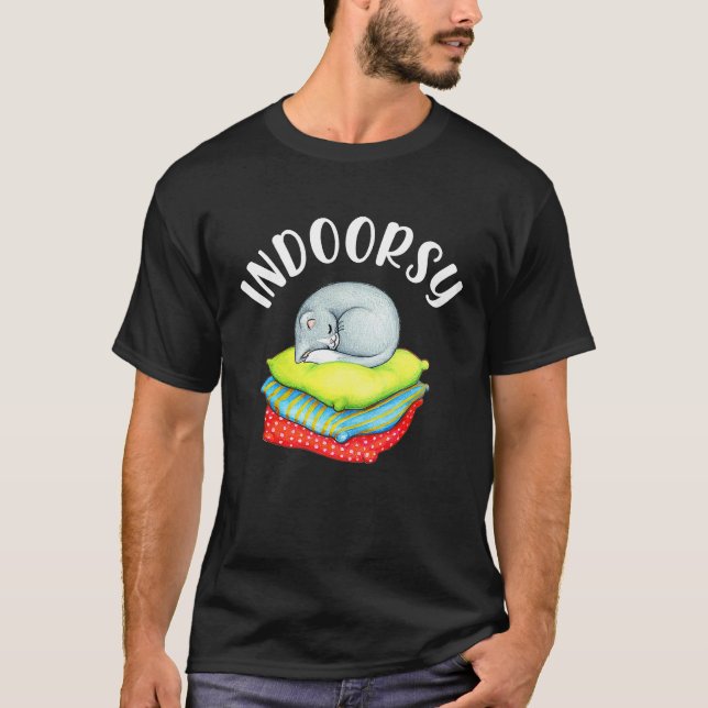 Camiseta Vida de Introvertido Caseiro Gatinho Fofo Caseiro (Frente)
