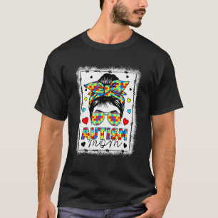 Camiseta Vida de Mãe Consciente do Autismo Coque Desgrenhad