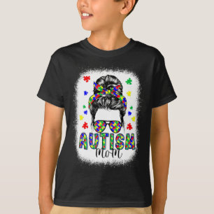 Camiseta Vida de Mãe Consciente do Autismo Coque Desgrenhad