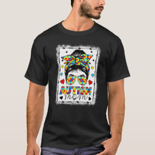 Camiseta Vida de Mãe Consciente do Autismo Coque Desgrenhad