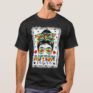 Camiseta Vida de Mãe Consciente do Autismo Coque Desgrenhad