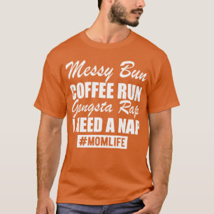 Camiseta Vida de Mãe coque sujo corrida de café família