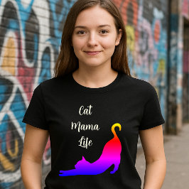 Camiseta Vida de Mãe de Gato - Gatinho Esticado
