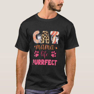 Camiseta Vida de Mãe de Gato Perfeita Estampa de Leopardo D