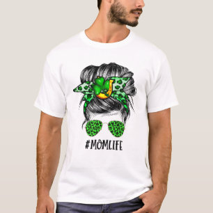Camiseta Vida de Mãe Desarrumada St Patrick's Day Shamroc