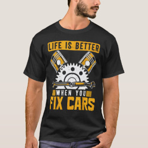 Camiseta Vida de Mecânico de Carros Engraçada é Melhor Quan