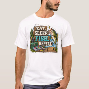 Camiseta Vida de Pesca Comer Dormir Pescar Repetir