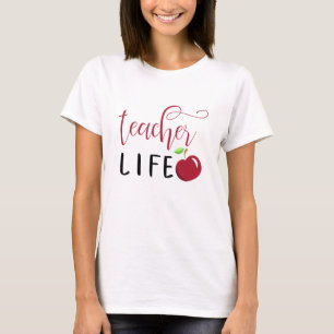 Camiseta vida de professor maçã vermelha tipografia profess