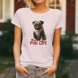 Camiseta Vida de Pug Design Fofo para Amantes de Pug!
