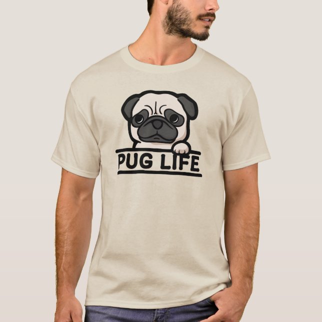 Camiseta VIDA DE PUG – para Fãs Hardcore de Pug (Frente)