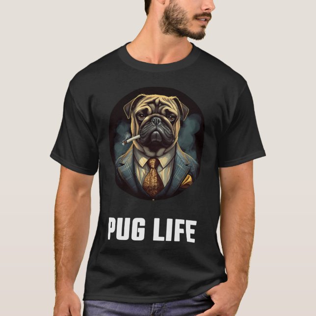 Camiseta Vida de Pug Texto Branco (Frente)
