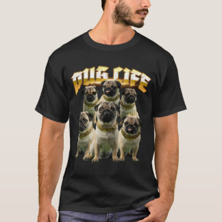 Camiseta Vida de Pug - Tripulação Canina de Hip-Hop dos Ano