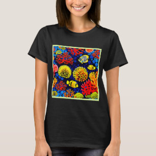 Camiseta Vida de Recife Subaquático Desenho Brilhante