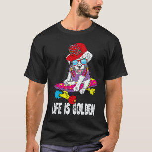 Camiseta Vida de Skate do Golden Retriever é Dourada Quadri