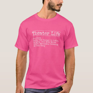 Camiseta Vida de Teatro Veja também Fazendo coisas estranha
