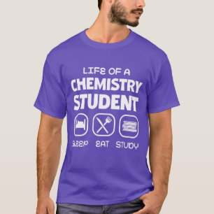Camiseta Vida de uma estudante de química Dormir Comer Estu