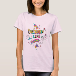 Camiseta Vida de Unicórnio Estética Colorida de Unicórnio