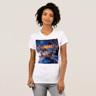 Camiseta Vida de Verão Tipografia do Pôr do Sol da Praia Tr