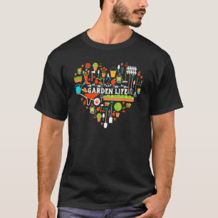 Camiseta Vida Divertida no Jardim Coração Amante de Jardina
