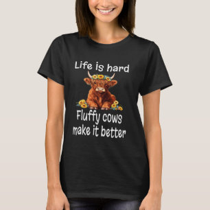 Camiseta Vida Engraçada É Difícil Vacas Fofas Tornam Melhor