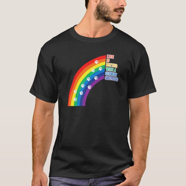 Camiseta Vida Engraçada É Melhor Com Meu Pastor Alemão (Frente)
