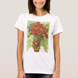 Camiseta Vida estática - Cachorros vermelhos e margaridas
