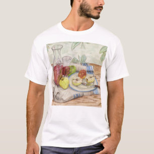 Camiseta Vida estática da pintura de fruta e vinho