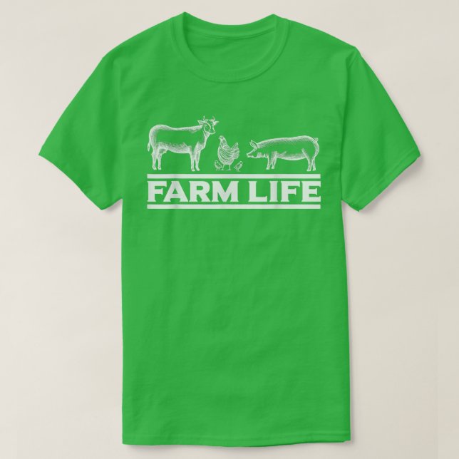 Camiseta Vida fazenda Com Animais Agricultores (Frente do Design)