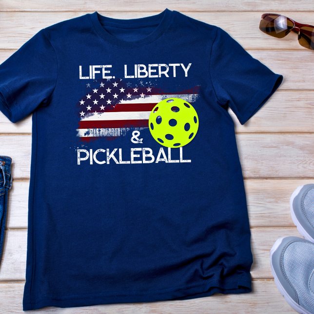 Camiseta Vida Liberdade e Pickleball Divertido (Criador carregado)