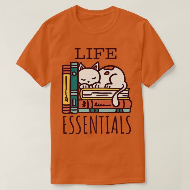 Camiseta Vida, Livros E Gatos (Frente do Design)