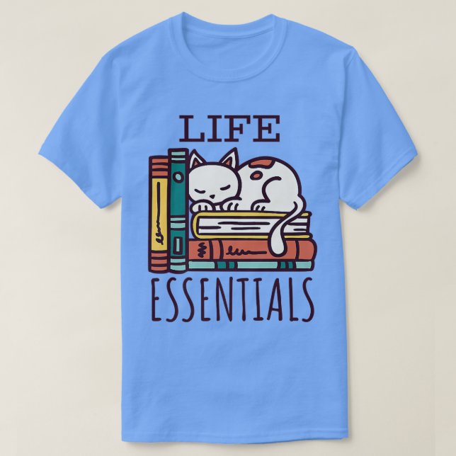 Camiseta Vida, Livros E Gatos (Frente do Design)