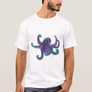 Camiseta Vida marinha roxa do oceano da cerceta do polvo