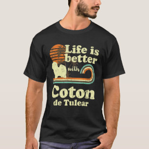 Camiseta Vida Melhor Algodão De Tulear Cão Vintage Pai Mãe